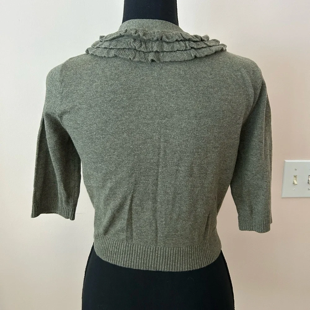 MOTH Goffered Front Ruffle Cardigan Cropped Sweater - Size S - Picture 4 of 8